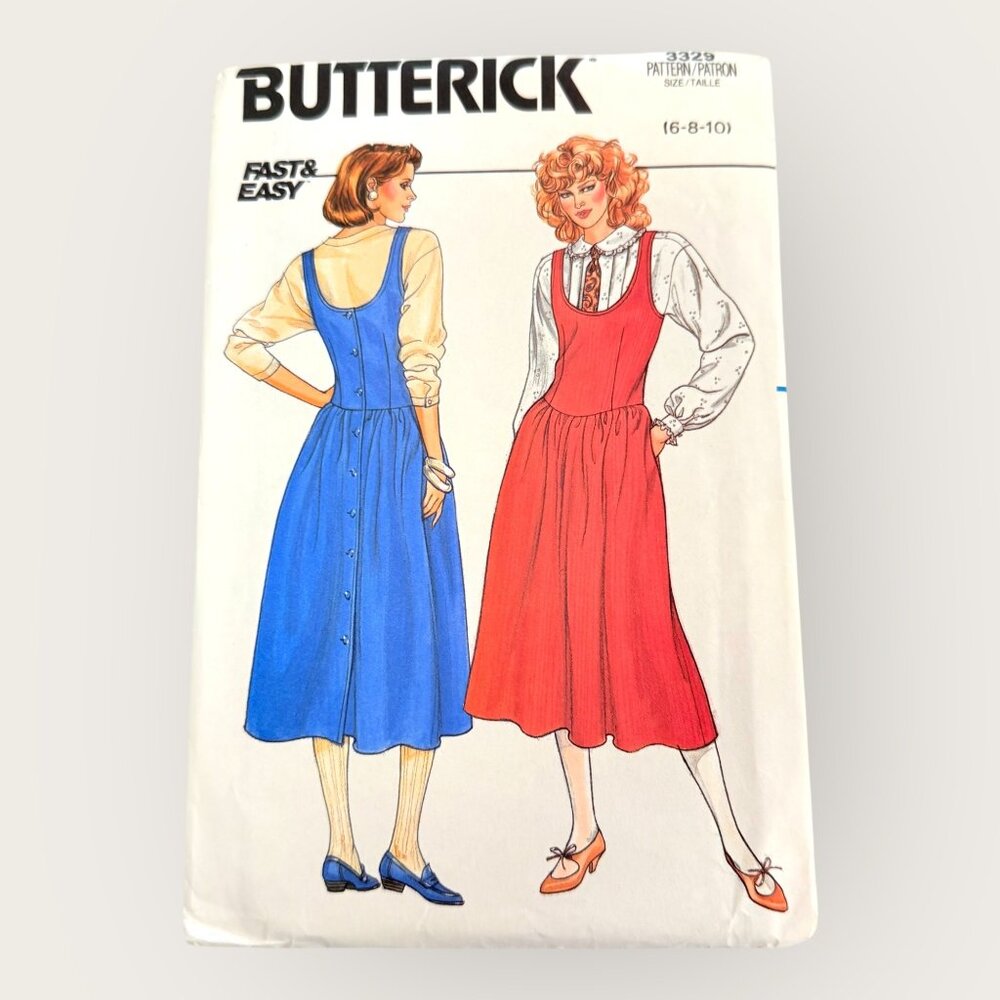 Vintage 1980s Butterick Sewing Pattern 3329 Misses Jumper Size 6-10
